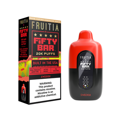 Fifty Bar Fruitia Disposable 20000 Puffs 16mL 50mg| swedish with packaging