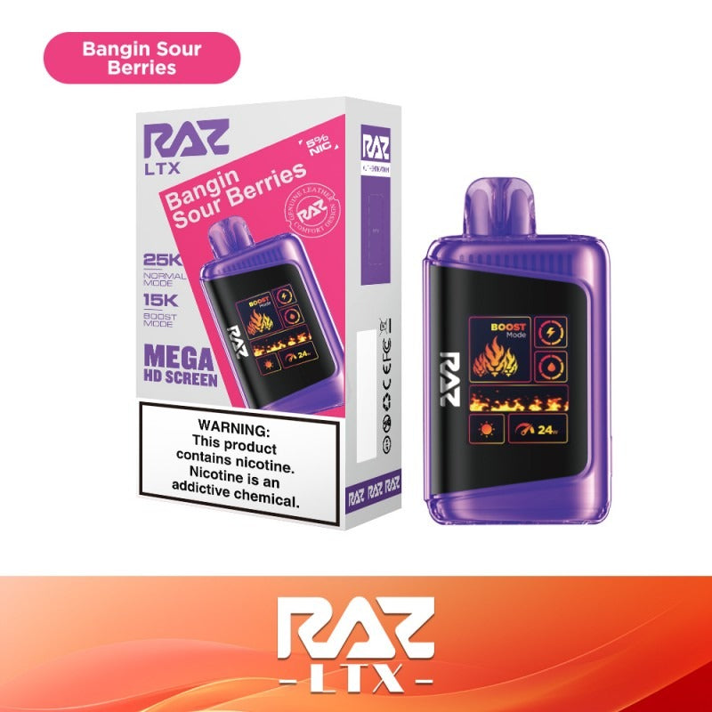 RAZ LTX 25K Disposable 16mL 50mg - Bangin Sour Berries with packaging