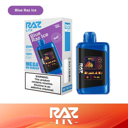 RAZ LTX 25K Disposable 16mL 50mg - Blue Razz Ice with packaging