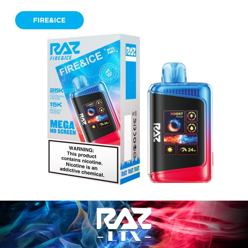 RAZ LTX 25K Disposable 16mL 50mg Fire & Ice with packaging