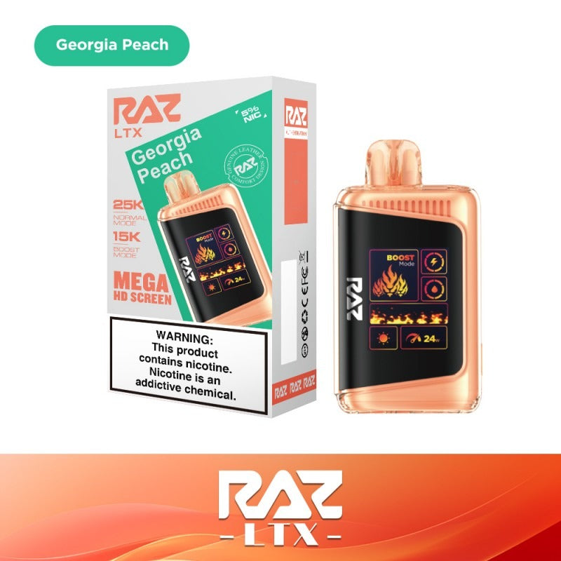 RAZ LTX 25K Disposable 16mL 50mg - Georgia Peach with packaging