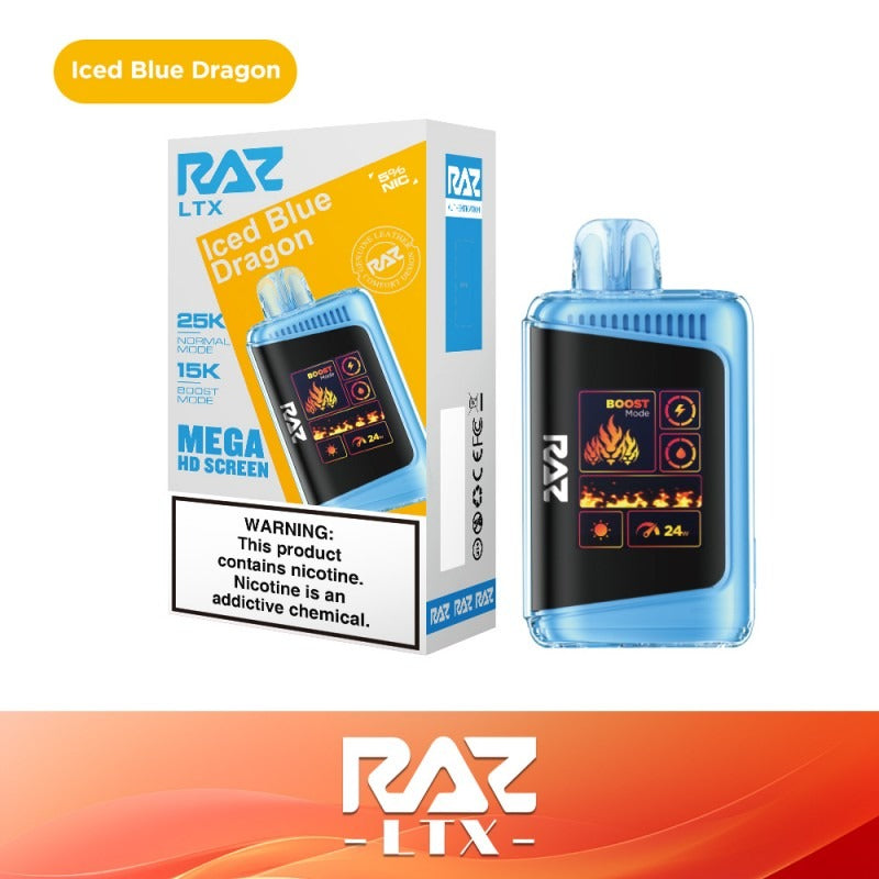 RAZ LTX 25K Disposable 16mL 50mg  Iced Blue Dragon with packaging