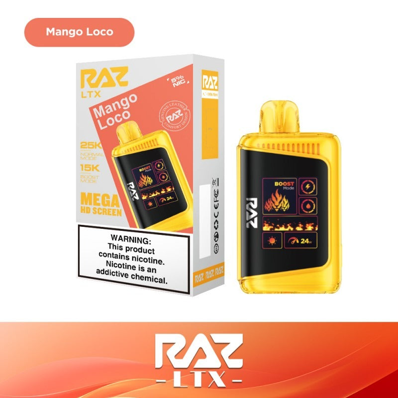 RAZ LTX 25K Disposable 16mL 50mg - Mango Loco with packaging