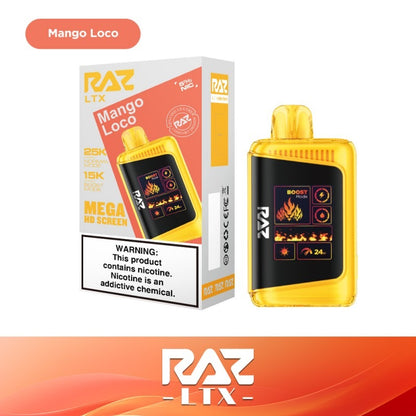 RAZ LTX 25K Disposable 16mL 50mg - Mango Loco with packaging