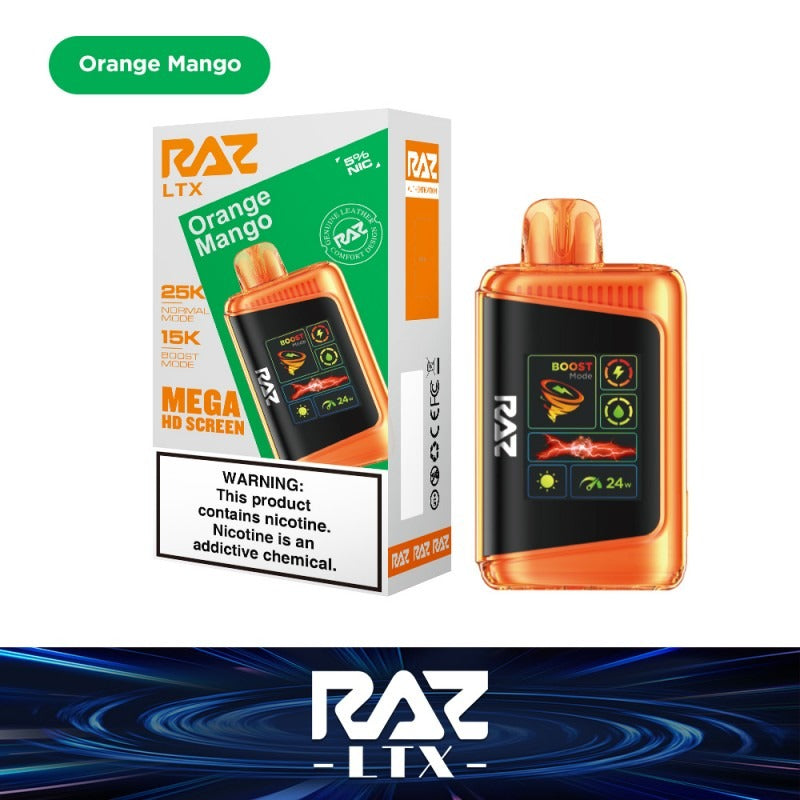 RAZ LTX 25K Disposable 16mL 50mg orange Mango with packaging