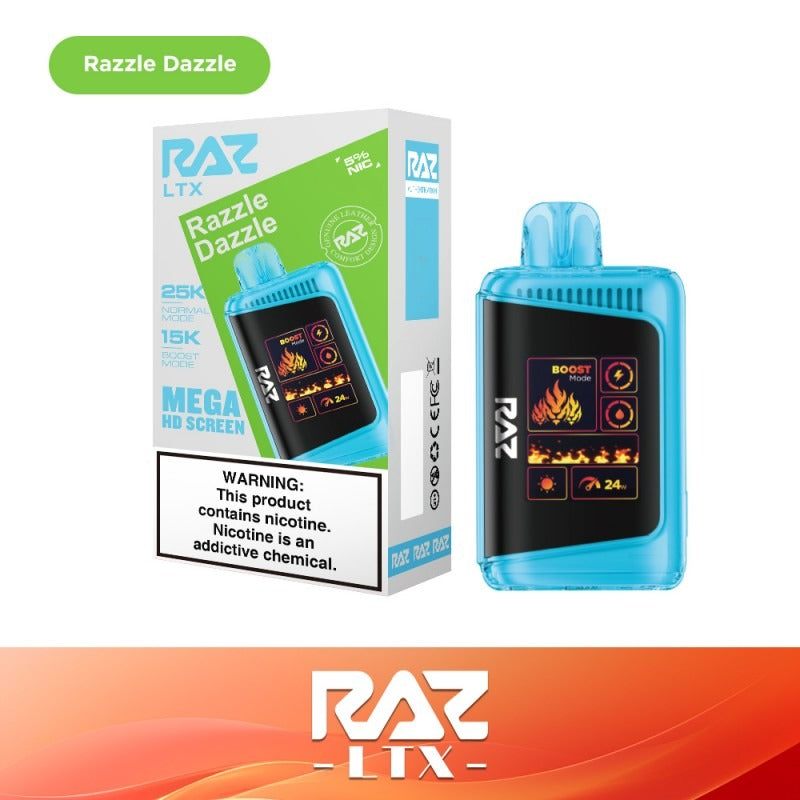 RAZ LTX 25K Disposable 16mL 50mg - Razzle Dazzle with packaging