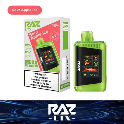 RAZ LTX 25K Disposable 16mL 50mg sour apple ice with packaging