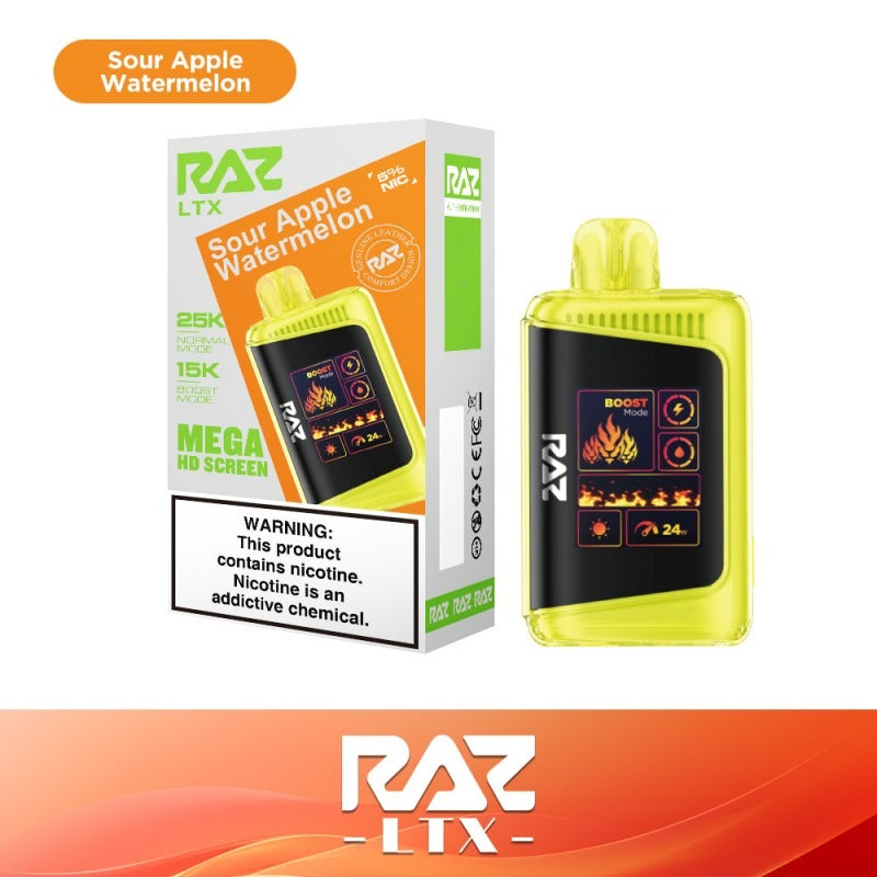 RAZ LTX 25K Disposable 16mL 50mg - Sour Apple Watermelon with packaging