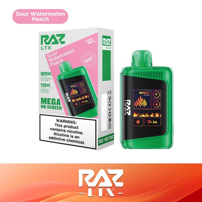 RAZ LTX 25K Disposable 16mL 50mg - Sour Watermelon Peach with packaging