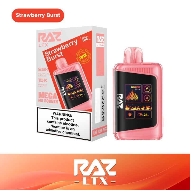 RAZ LTX 25K Disposable 16mL 50mg - Strawberry Burst with packaging