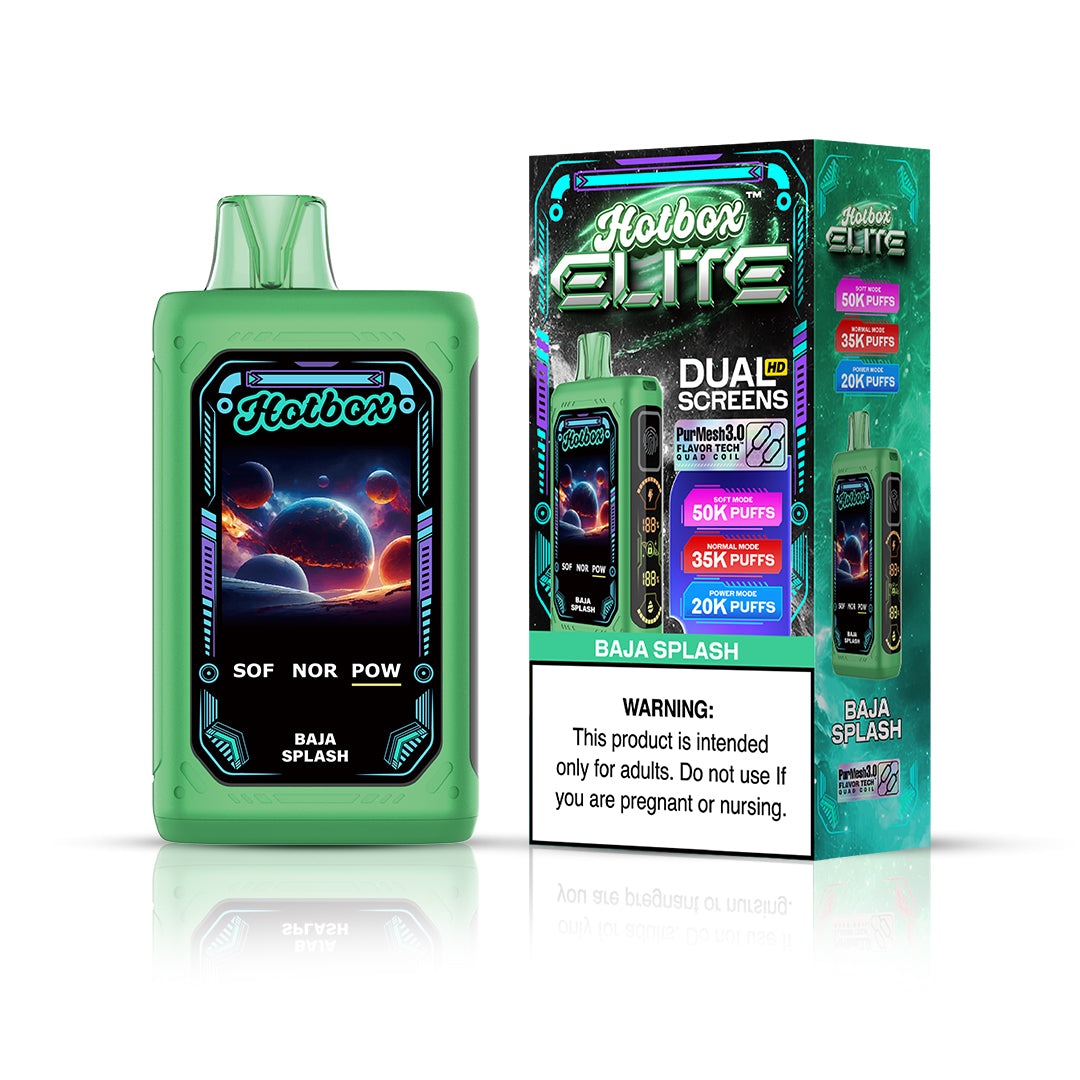 Puff Labs Hotbox Elite Disposable 50000 Puffs 30mL 50mg | Baja Splash with packaging