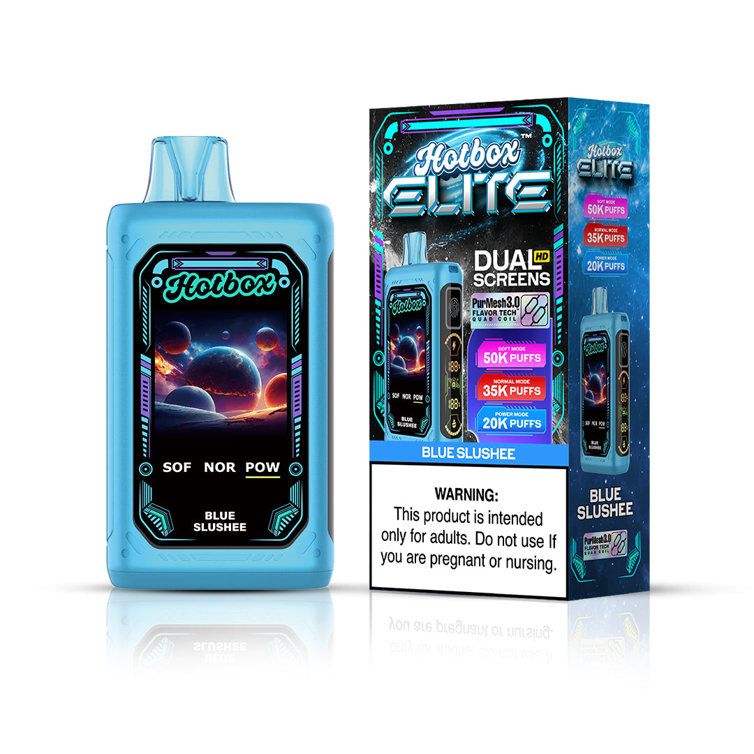 Puff Labs Hotbox Elite Disposable 50000 Puffs 30mL 50mg | Blue Slushee with packaging