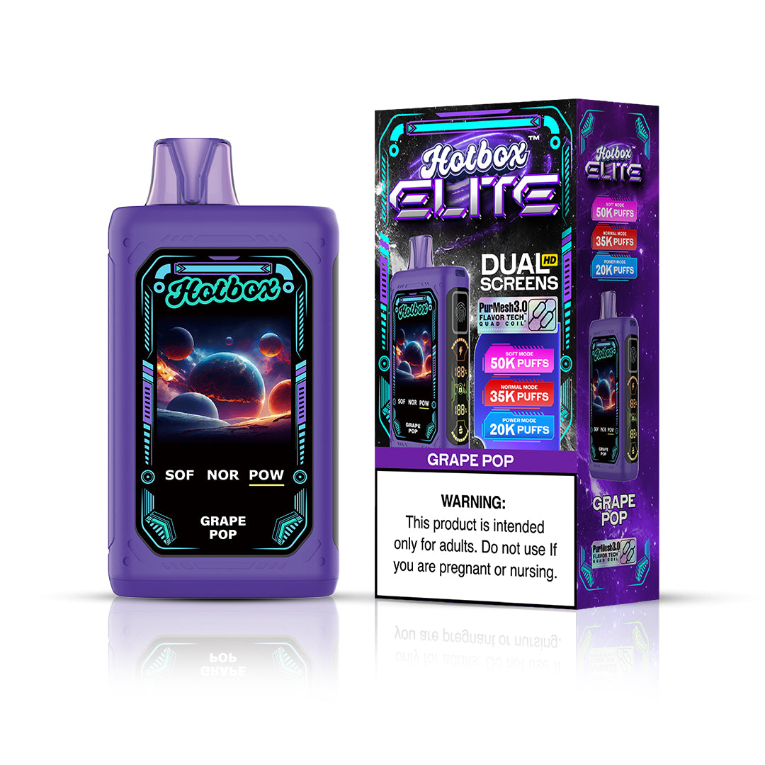 Puff Labs Hotbox Elite Disposable 50000 Puffs 30mL 50mg| Grape Pop with packaging