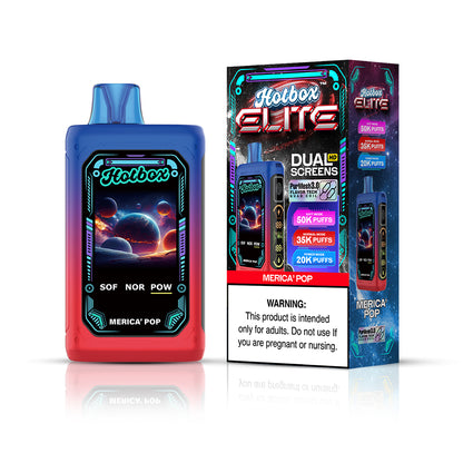 Puff Labs Hotbox Elite Disposable 50000 Puffs 30mL 50mg| Merica' Pop with packaging