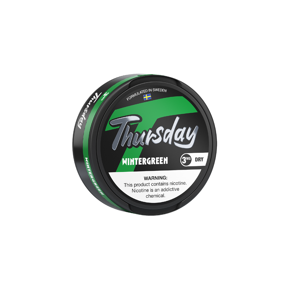 Thursday Dry Nicotine Pouches (20ct Can) 5pc Display - Wintergreen