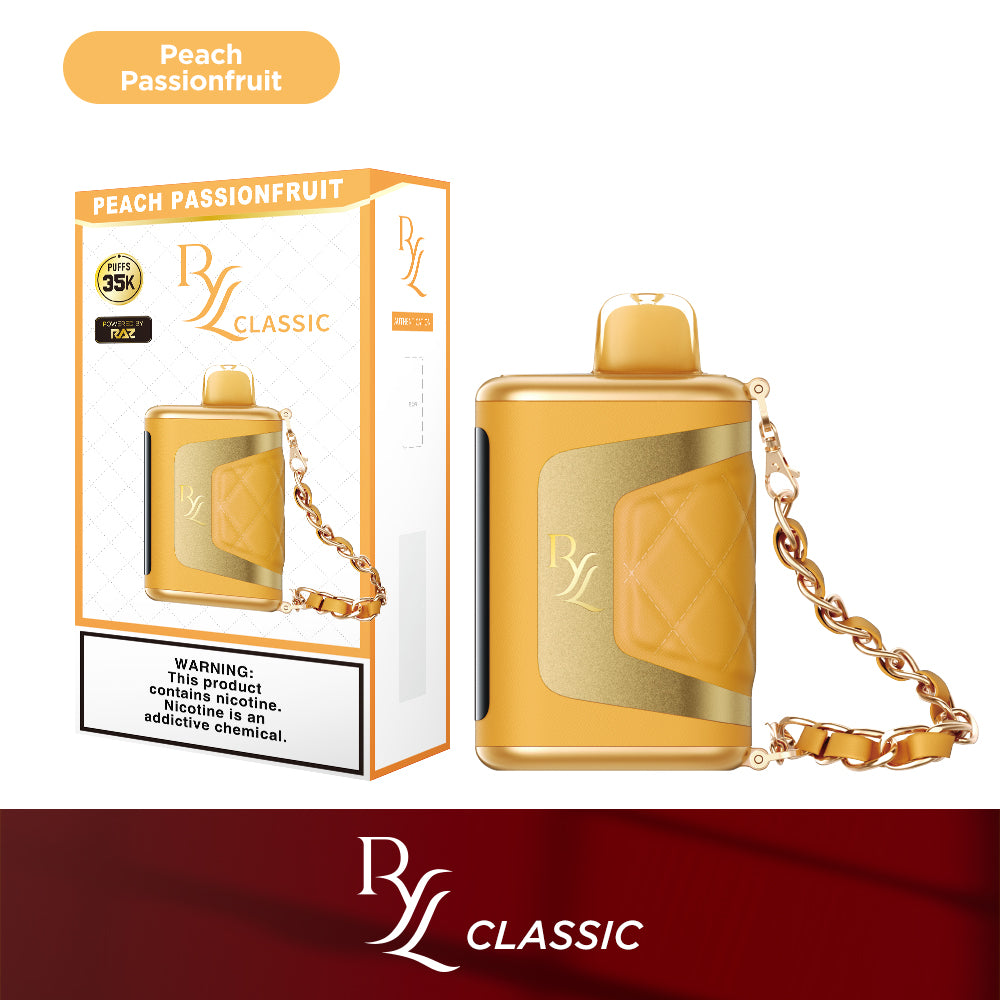 RYL Classic 35k Disposable 16.5mL 50mg | peach passionfruit with packaging