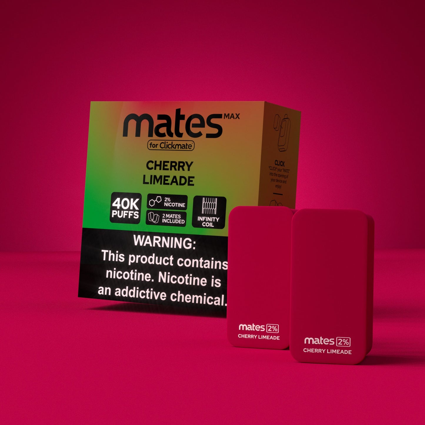 7Daze Clickmates 2% Prefilled Mates MAX (2-Pack) cherry limeade with packaging