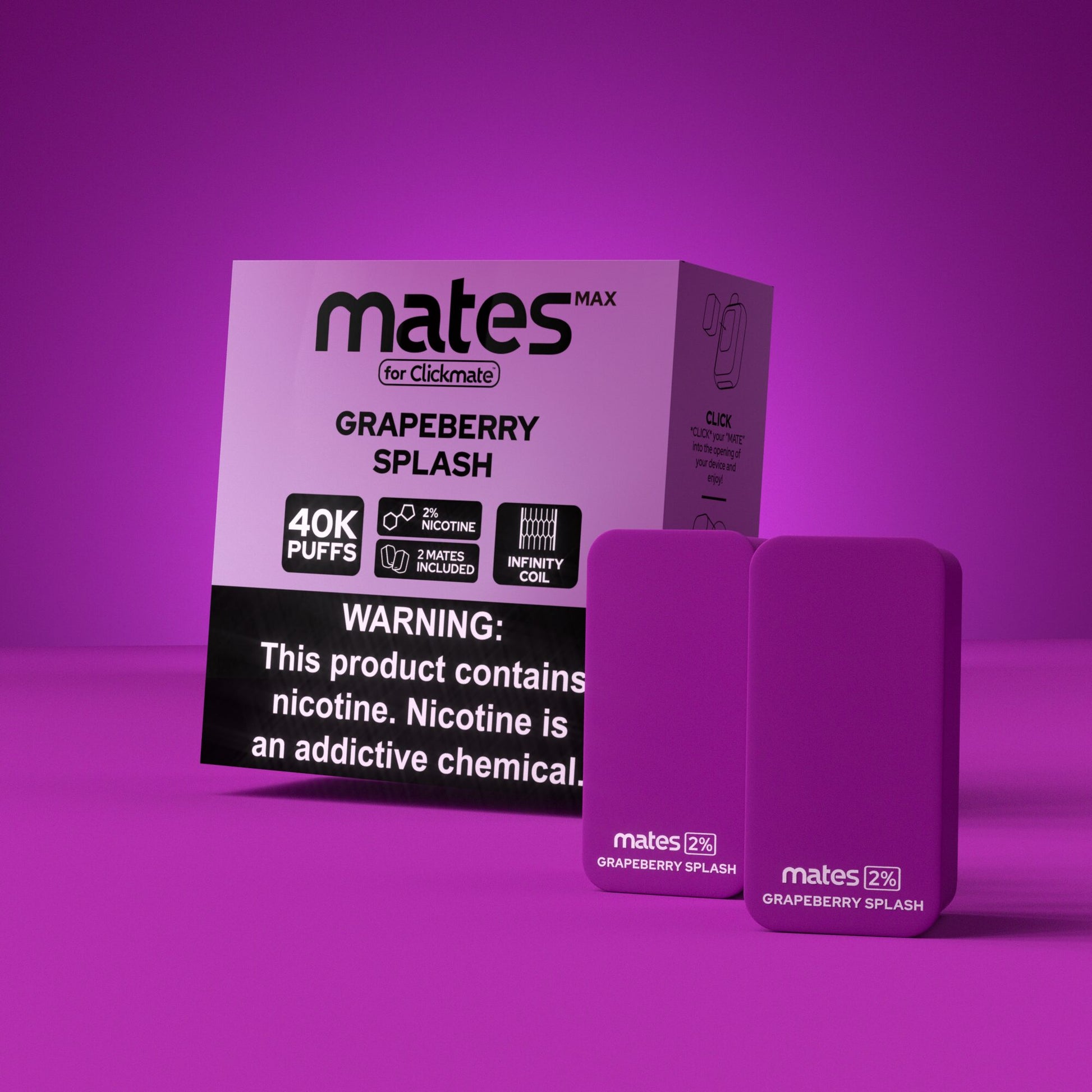 7Daze Clickmates | 5% Prefilled Mates MAX (2-Pack) | grapeberry splash with packaging