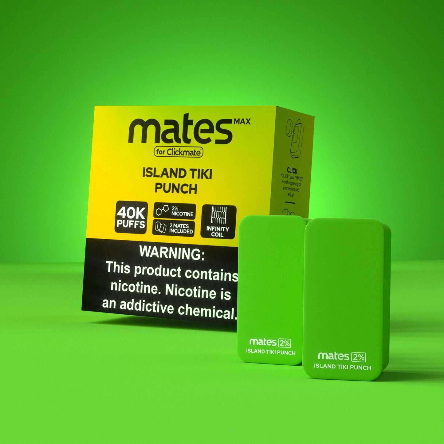 7Daze Clickmates 2% Prefilled Mates MAX (2-Pack) island tiki punch with packaging