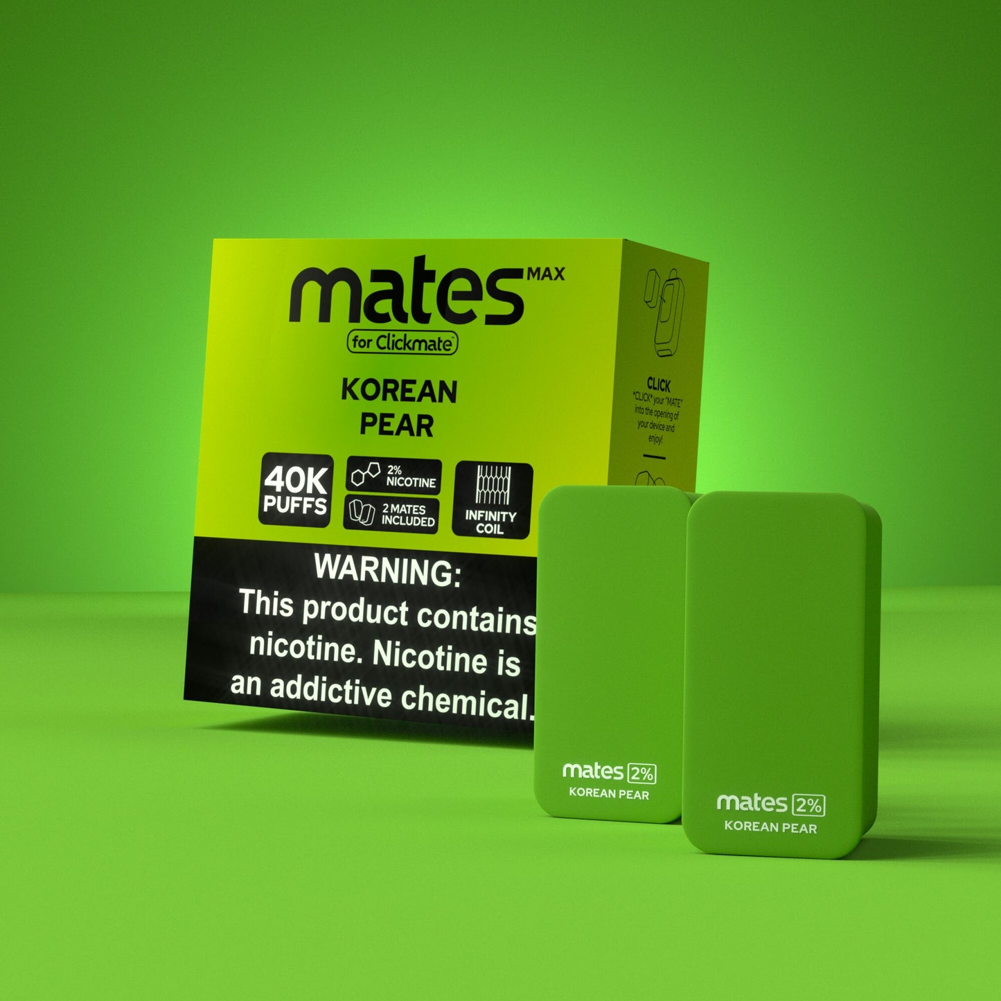 7Daze Clickmates 2% Prefilled Mates MAX (2-Pack) korean pear with packaging