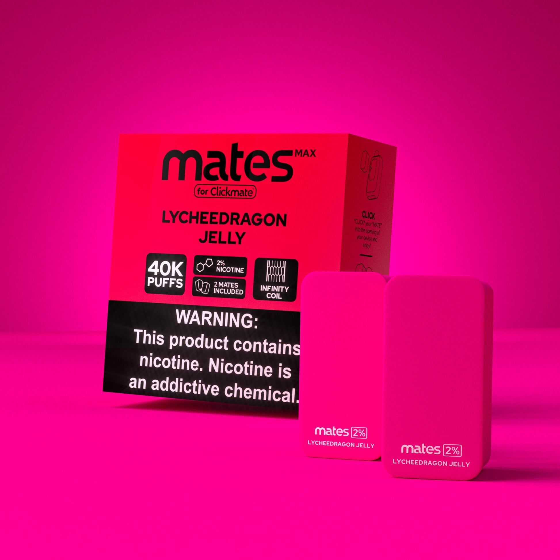 7Daze Clickmates 2% Prefilled Mates MAX (2-Pack) lychee dragon jelly with packaging