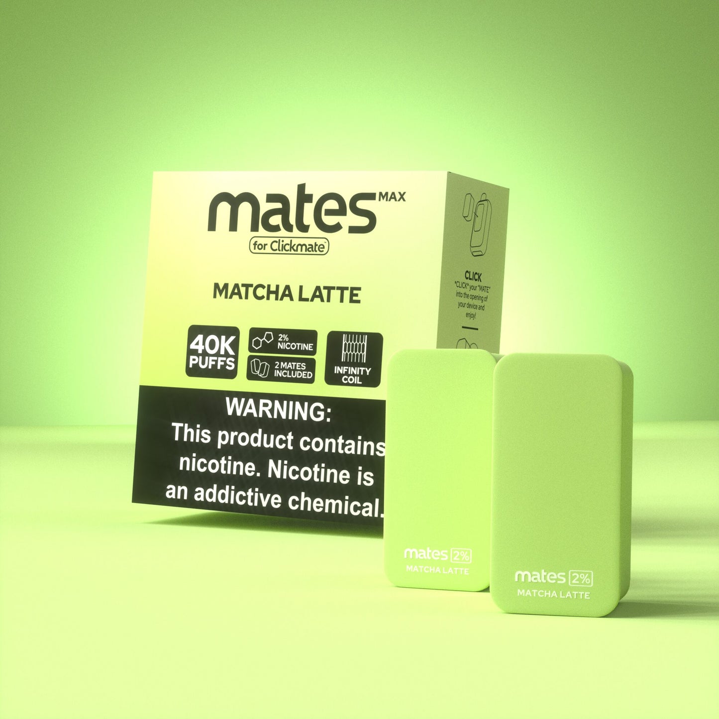 7Daze Clickmates | 5% Prefilled Mates MAX | (2-Pack) | matcha latte with packaging