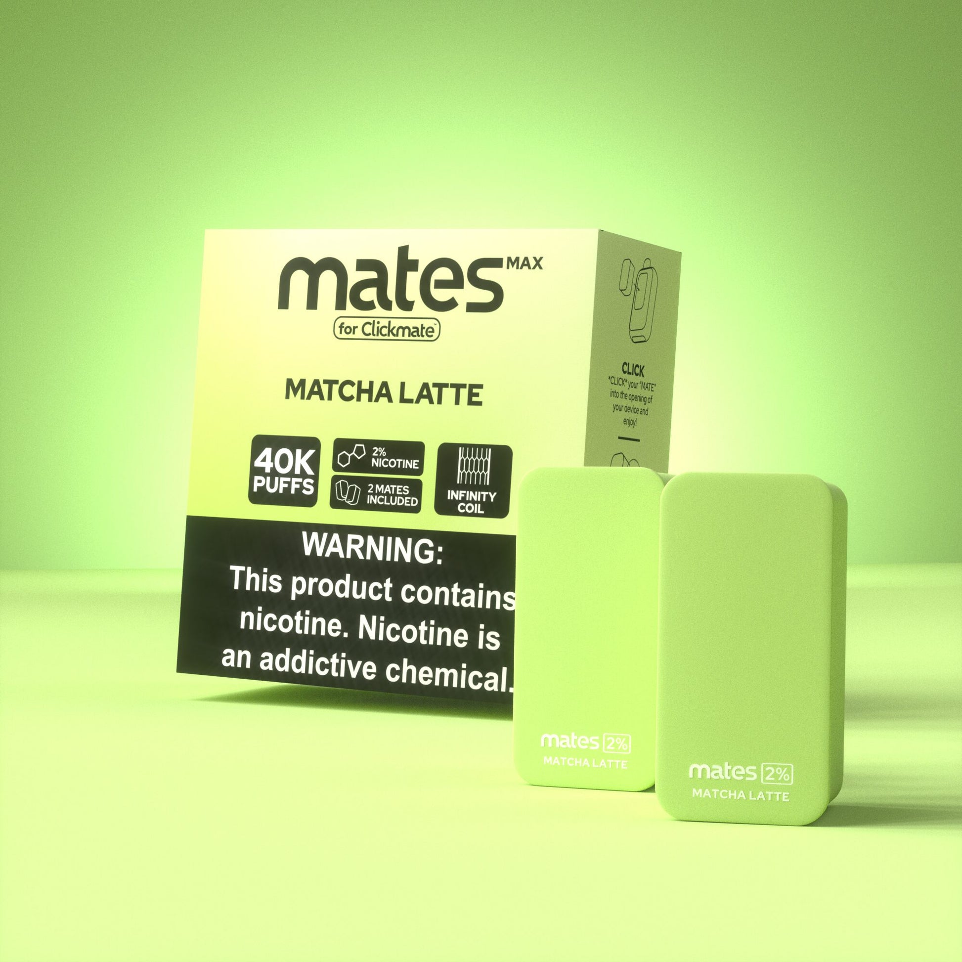 7Daze Clickmates | 5% Prefilled Mates MAX | (2-Pack) | matcha latte with packaging