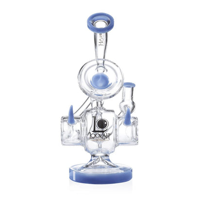 Lookah (Dab Rig) 11” Recycler Tripled Chamber Horn Water Pipe (WPC1011) - blue