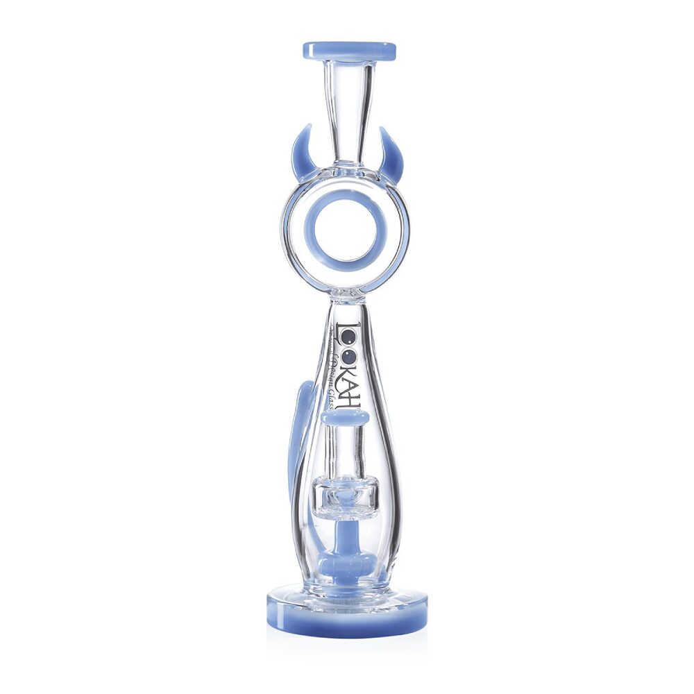 Lookah (Dab Rig) 12” Cute Percolator Elegant Cat Water Pipe (WPC1012) - blue