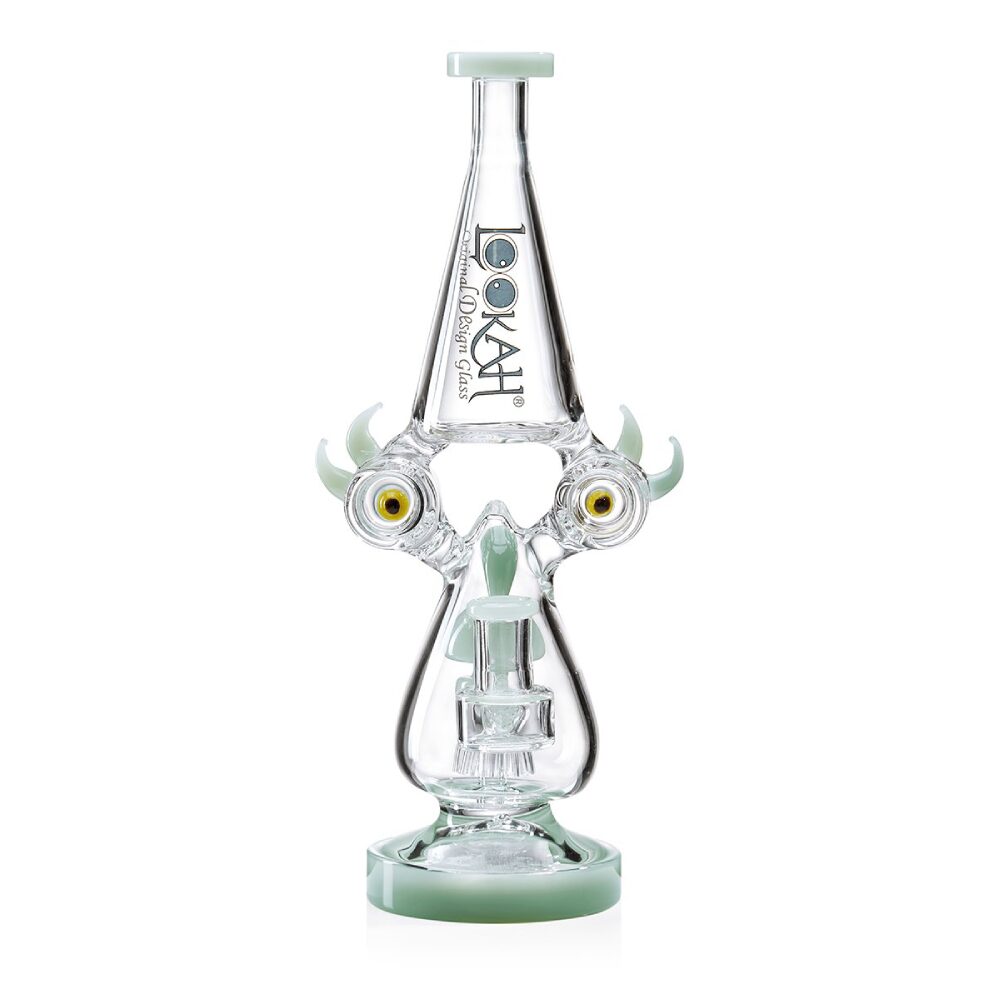 Lookah (Dab Rig) 12″ Recycler Color Rim Big Eyes Water Pipe (WPC1015) - green