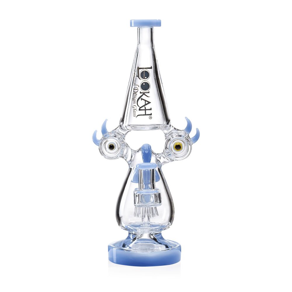 Lookah (Dab Rig) 12″ Recycler Color Rim Big Eyes Water Pipe (WPC1015) - blue