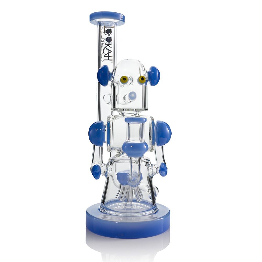 Lookah (Dab Rig) 12″ Recycler Robotic Glass Water Pipe (WPC2020) - blue
