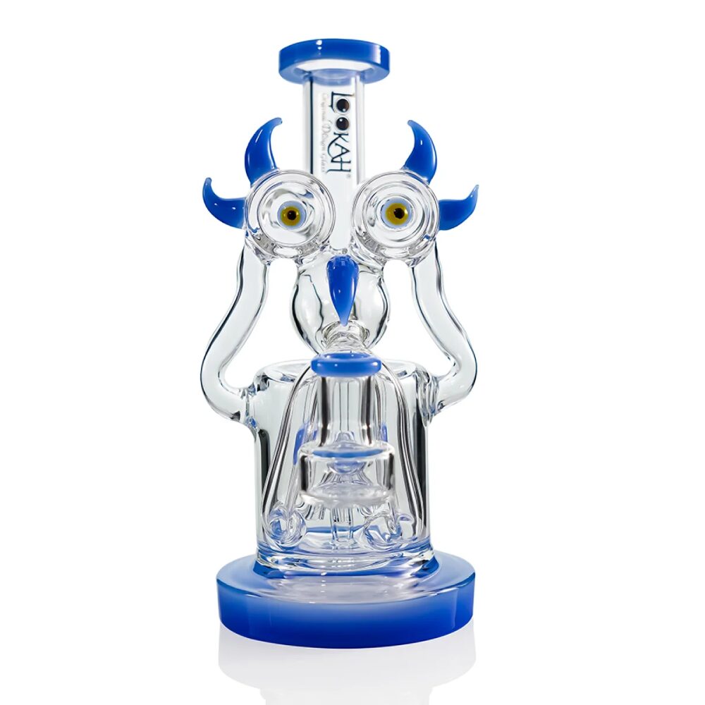 Lookah (Dab Rig) 8″ Recycler Double Inline Percolator Bird Water Pipe (WPC2021) - blue
