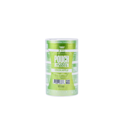 PouchMates (DSPLY 5pc)(Nic Pouch)(20ct Can) - Green Apple 3mg