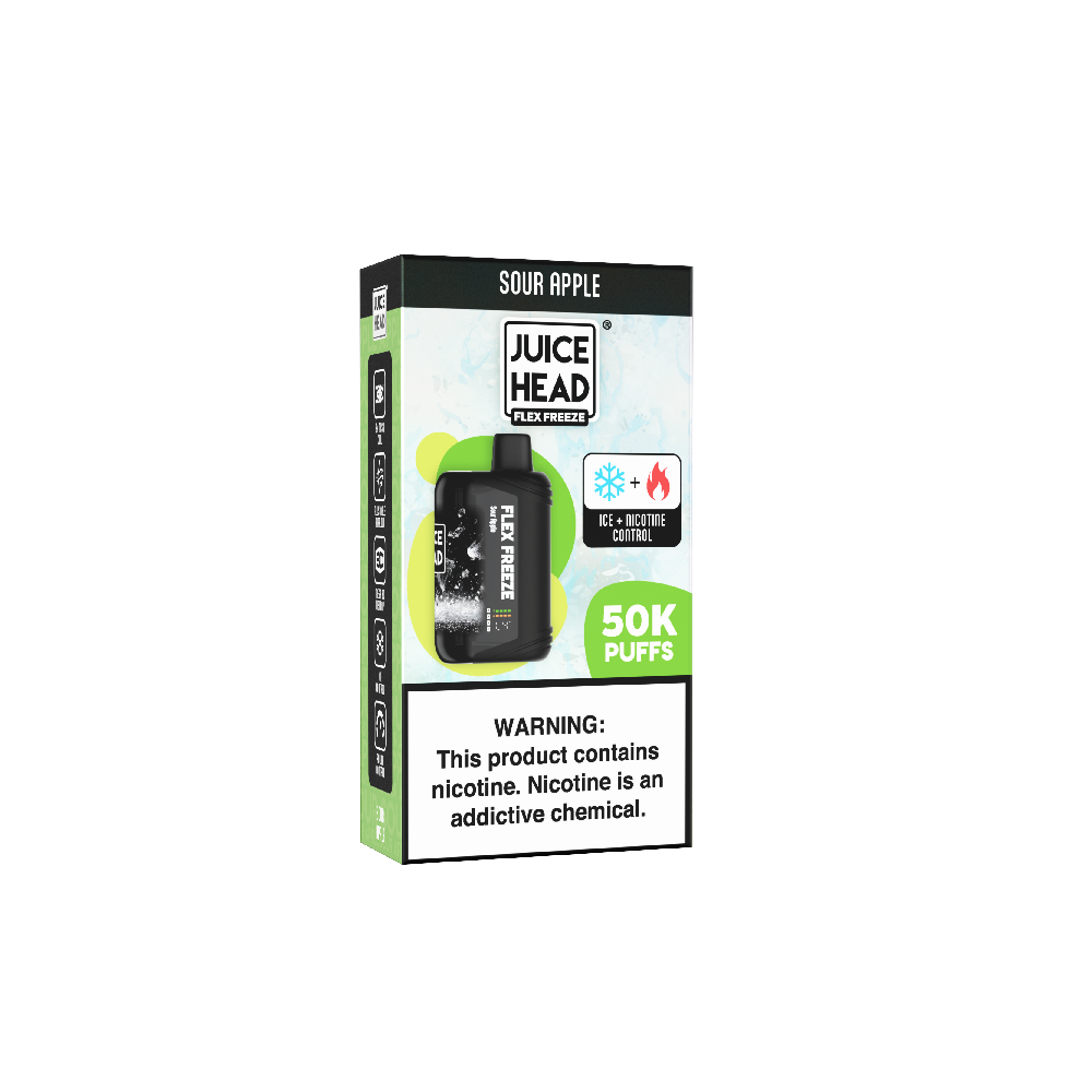 Juice Head Flex Freeze (Dispo) (50000Puff)(24mL) | Sour Apple with packaging
