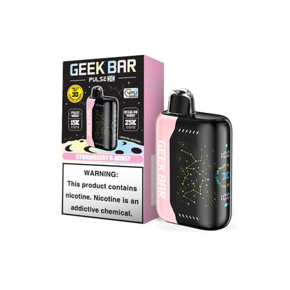 Geek Bar Pulse X Disposable 25000 Puff 18mL 50mg - Strawberry B-Burst with packaging