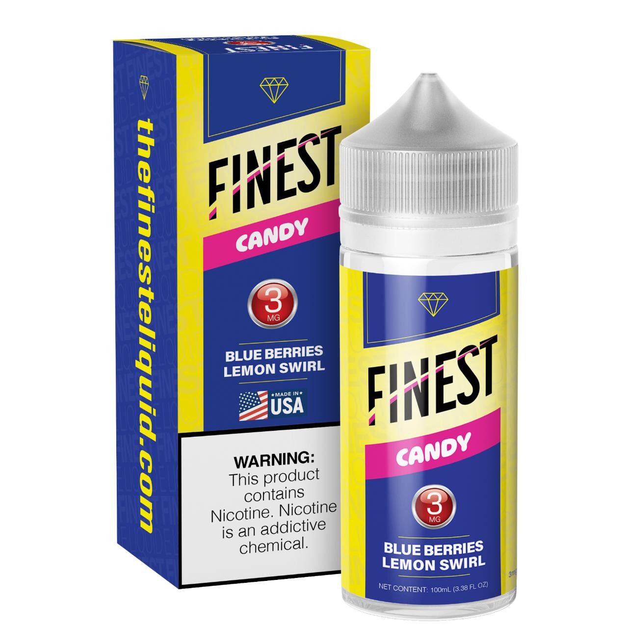 Blue Berries Lemon Swirl by Finest E-Liquid 100mL (Freebase) with packaging