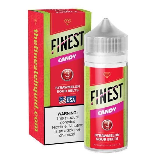 Strawmelon Sour Belts by Finest E-Liquid 100mL (Freebase) with packaging