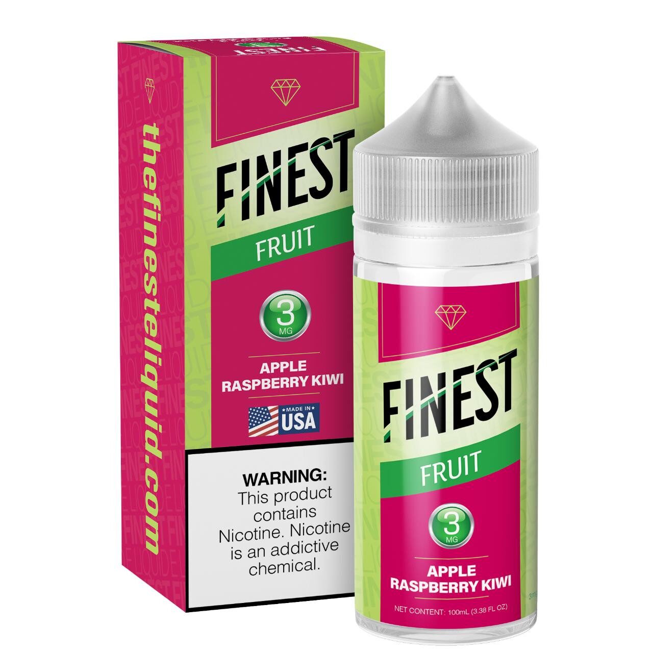 Apple Raspberry Kiwi by Finest E-Liquid 100mL (Freebase) with packaging
