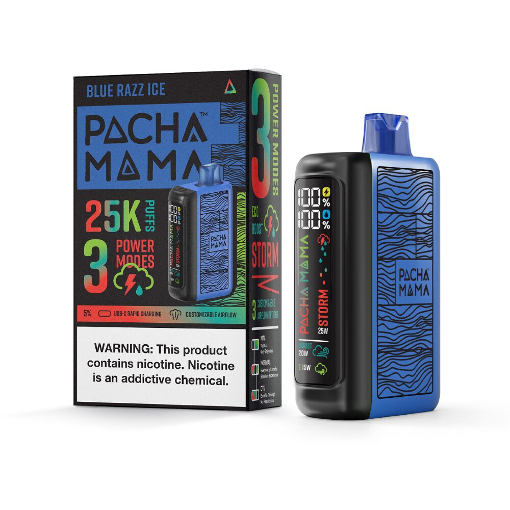 Pachamama 25k – Dispo- 25000Puff- 20mL Blue Razz Ice with packaging