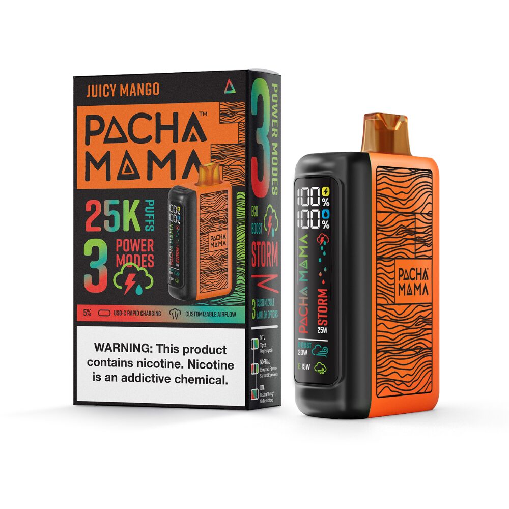 Pachamama 25k – Dispo- 25000Puff- 20mL Juicy Mango with packaging