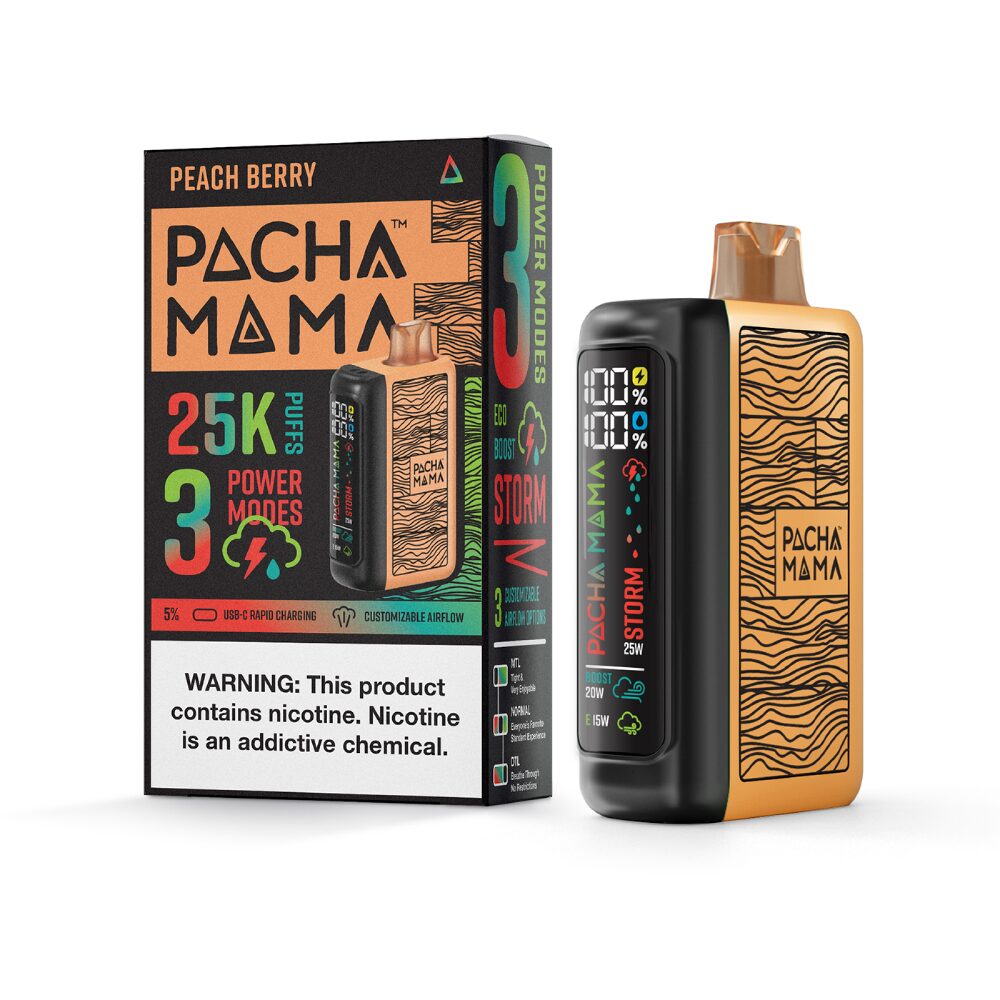 Pachamama 25k – Dispo- 25000Puff- 20mL Peach Berry with packaging