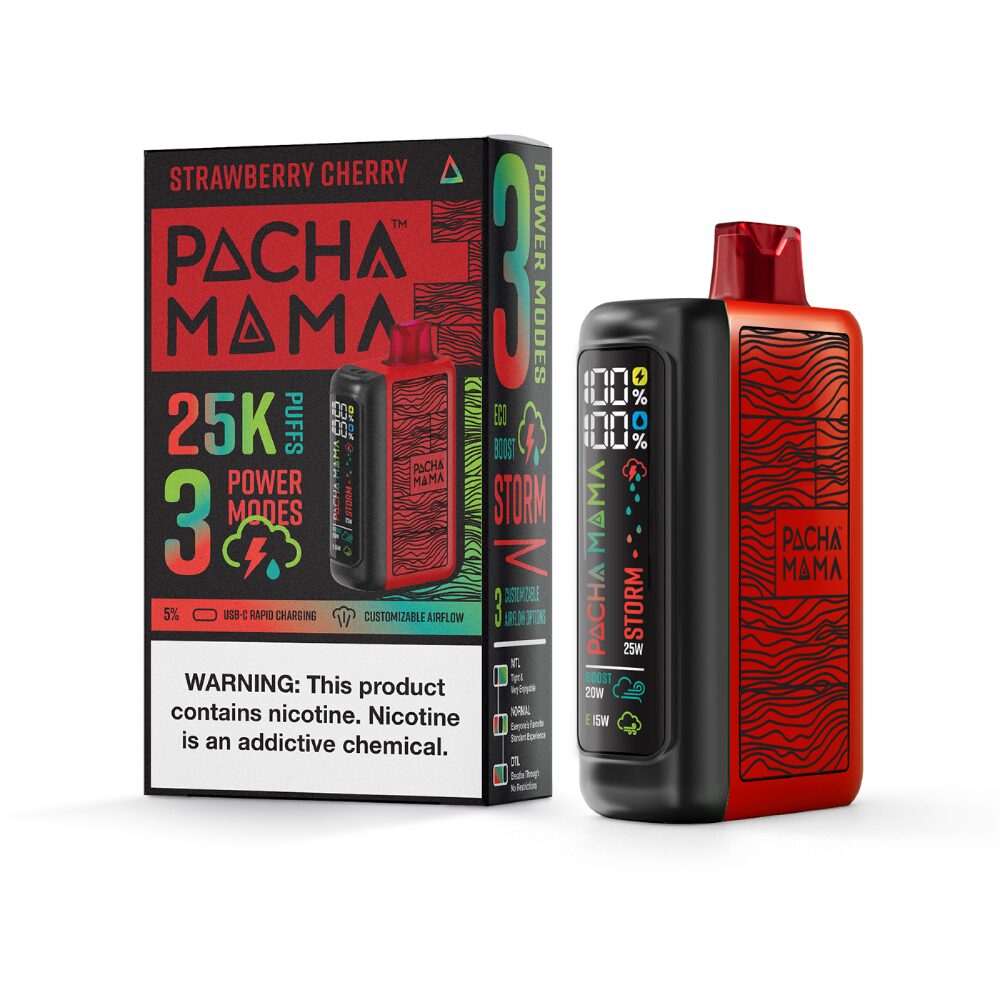 Pachamama 25k – Dispo- 25000Puff- 20mL Strawberry Cherry with packaging