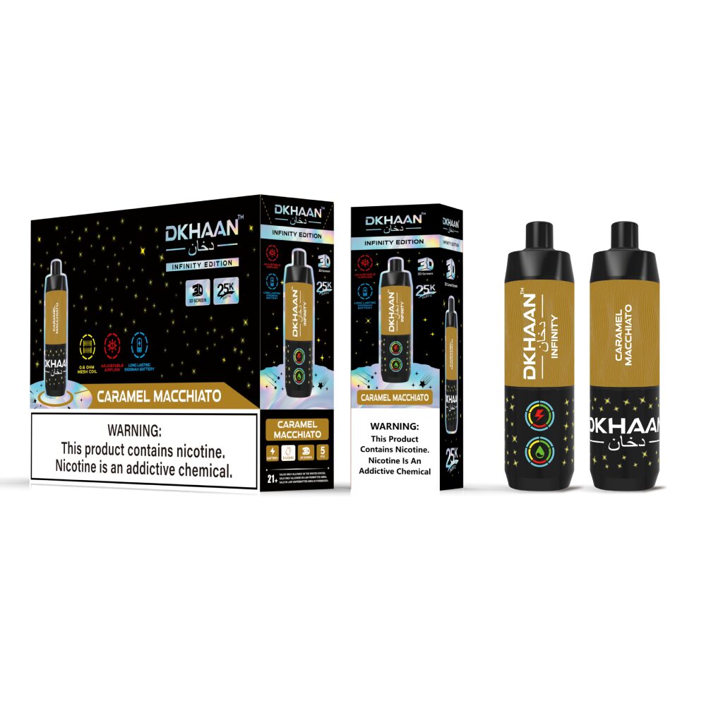 Dkhaan Infinity (Dispo) (25000Puff)(20mL) - Caramel Macchiato  with packaging
