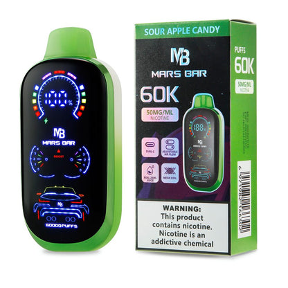 Mars Bar (Dispo)(60000Puff)(25ml)- Group Photo- Sour Apple Candy with packaging