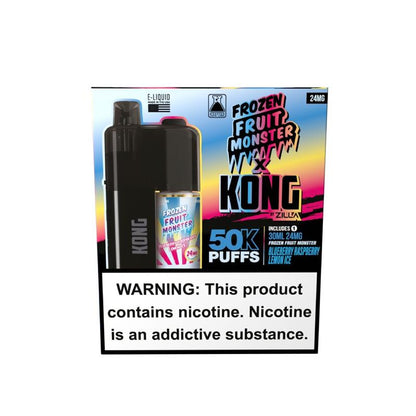 Zilla x Jam Monster Kong Disposable 48mg Blueberry Raspberry Lemon Ice with packaging