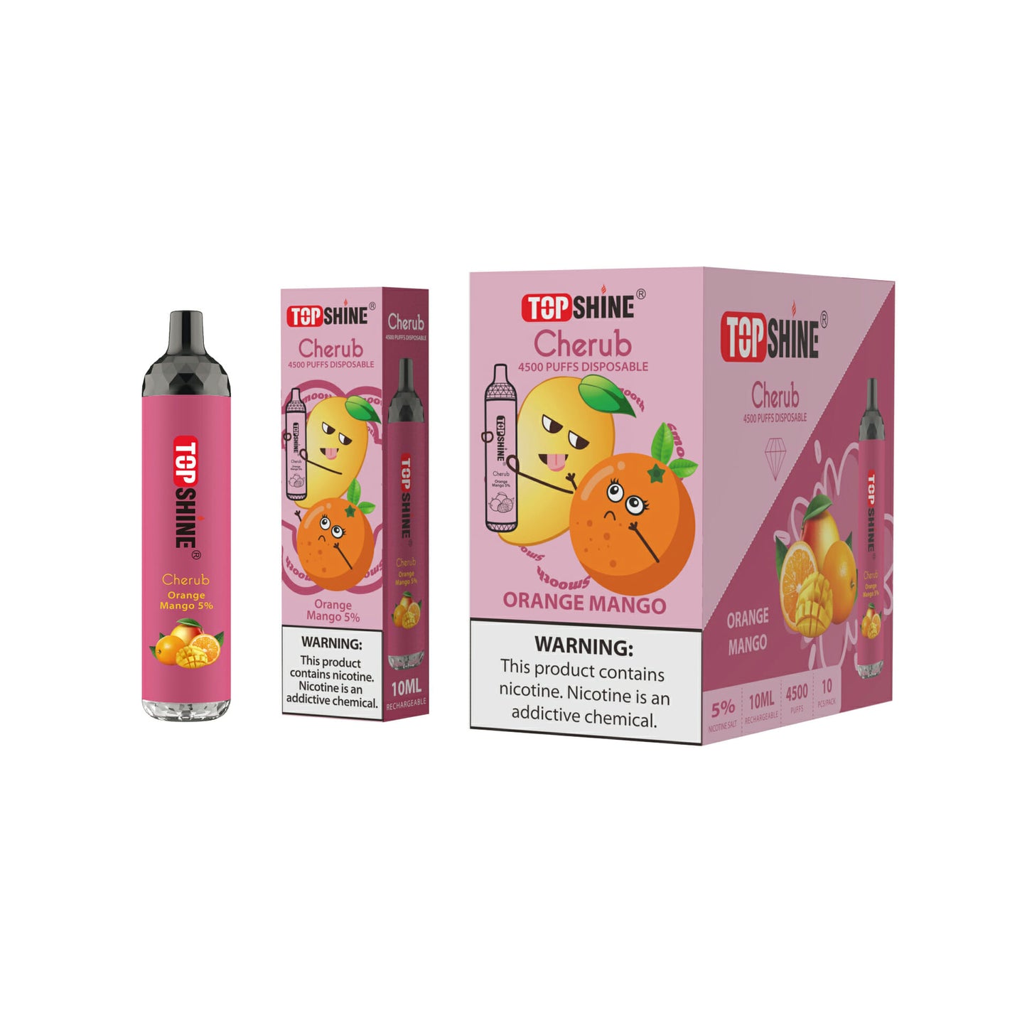 Topshine Disposable | 4500 Puffs | 10mL orange mango with packaging