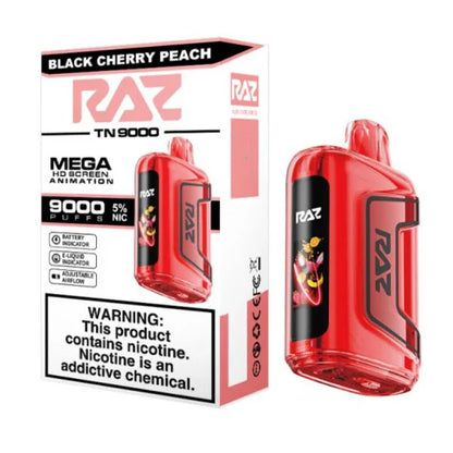 RAZ TN9000 Disposable 9000 Puffs 12mL 50mg Black Cherry Peach with Packaging