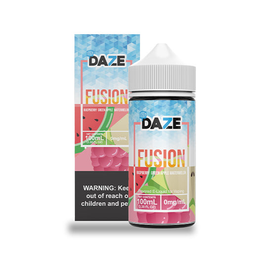 Raspberry Green Apple Watermelon Iced by 7Daze Fusion 100mL with packaging