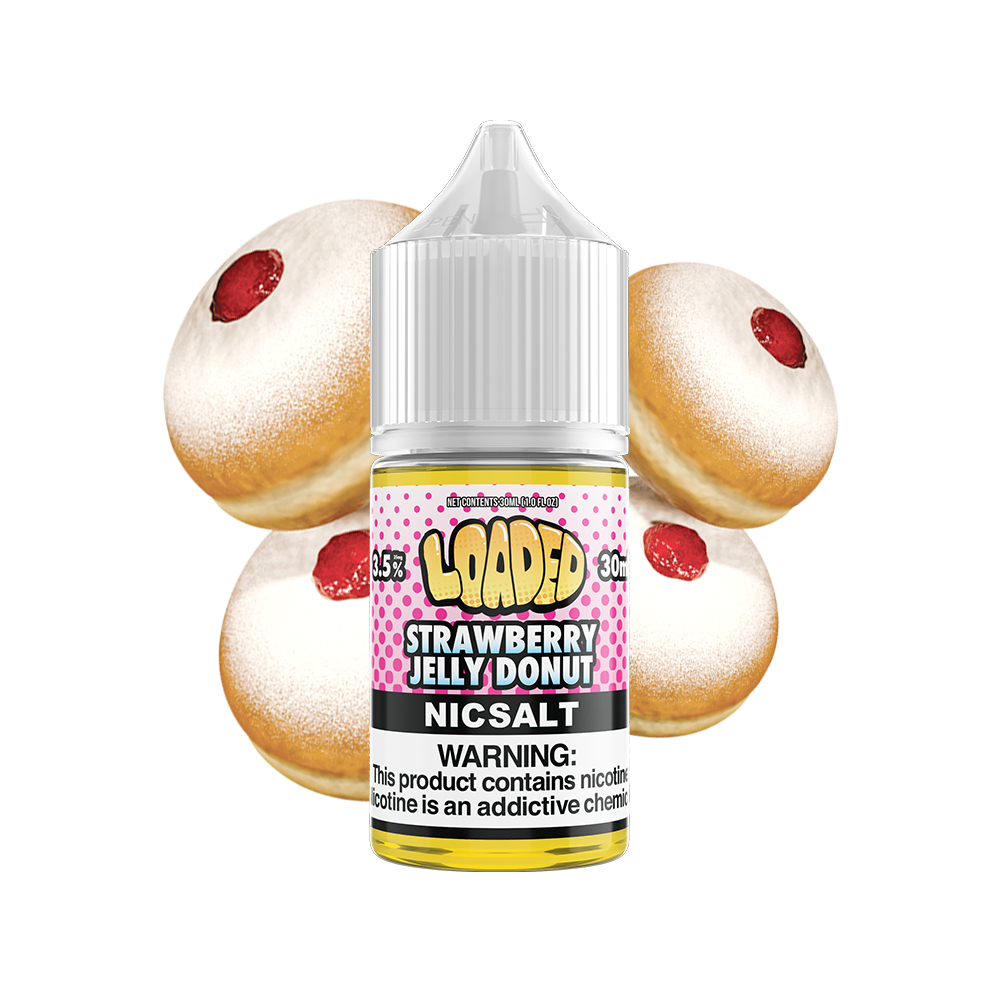 Strawberry Jelly Donut by LOADED Salt Series 30mL Bottle with Background 
